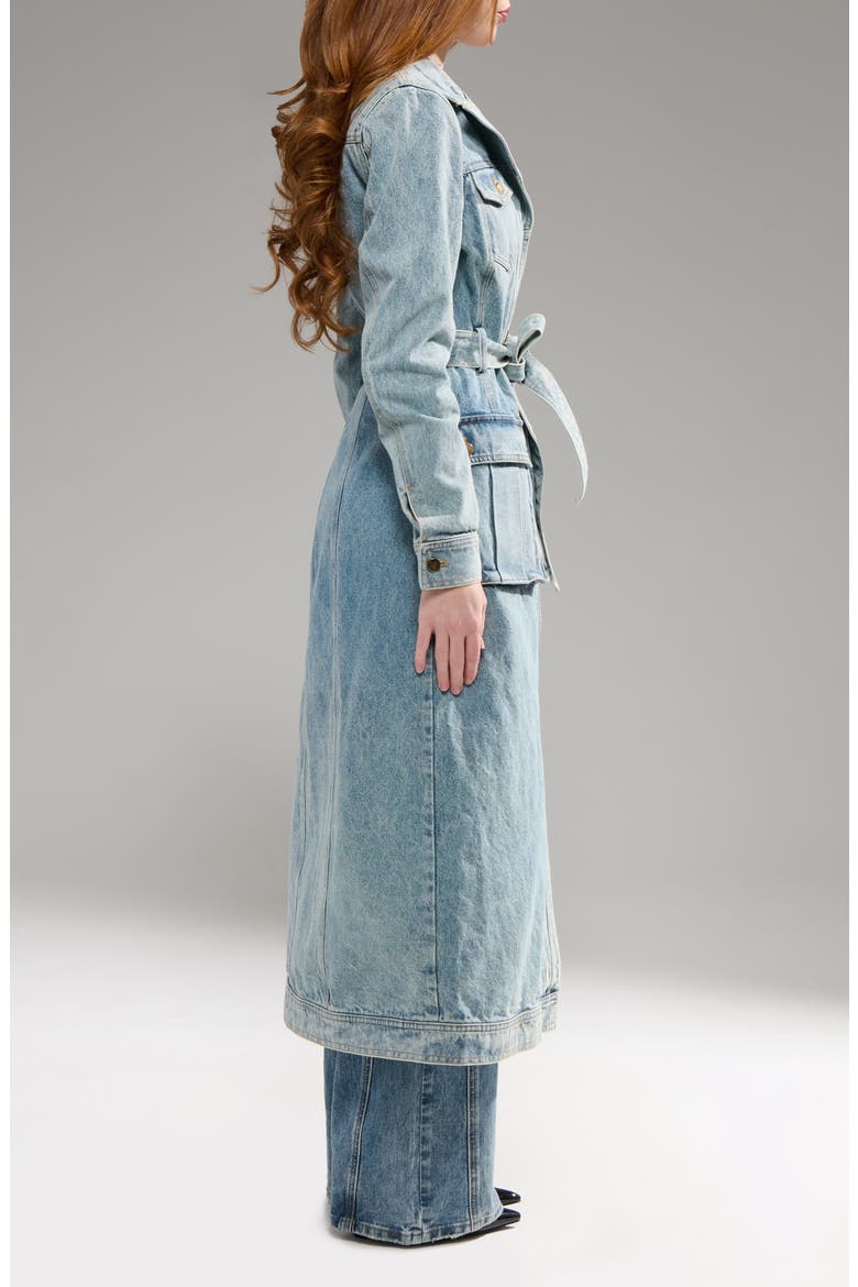 Lucienne Denim Trench Coat, Alternate, color, DENIM