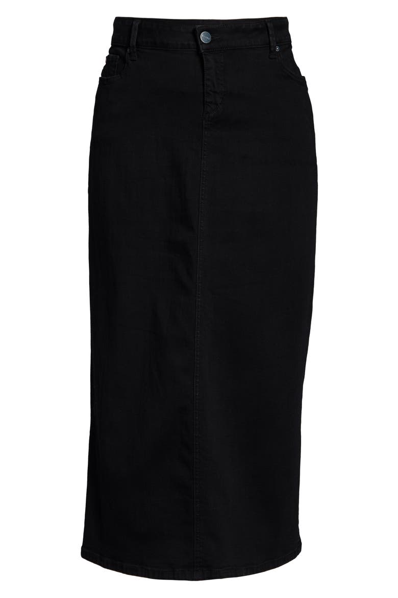 Long Denim Skirt, Alternate, color, BLACK