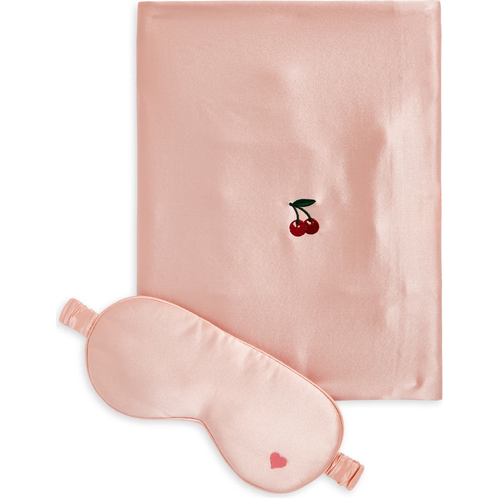 Lost Pattern Embroidered Satin Pillowcase & Sleep Mask Set