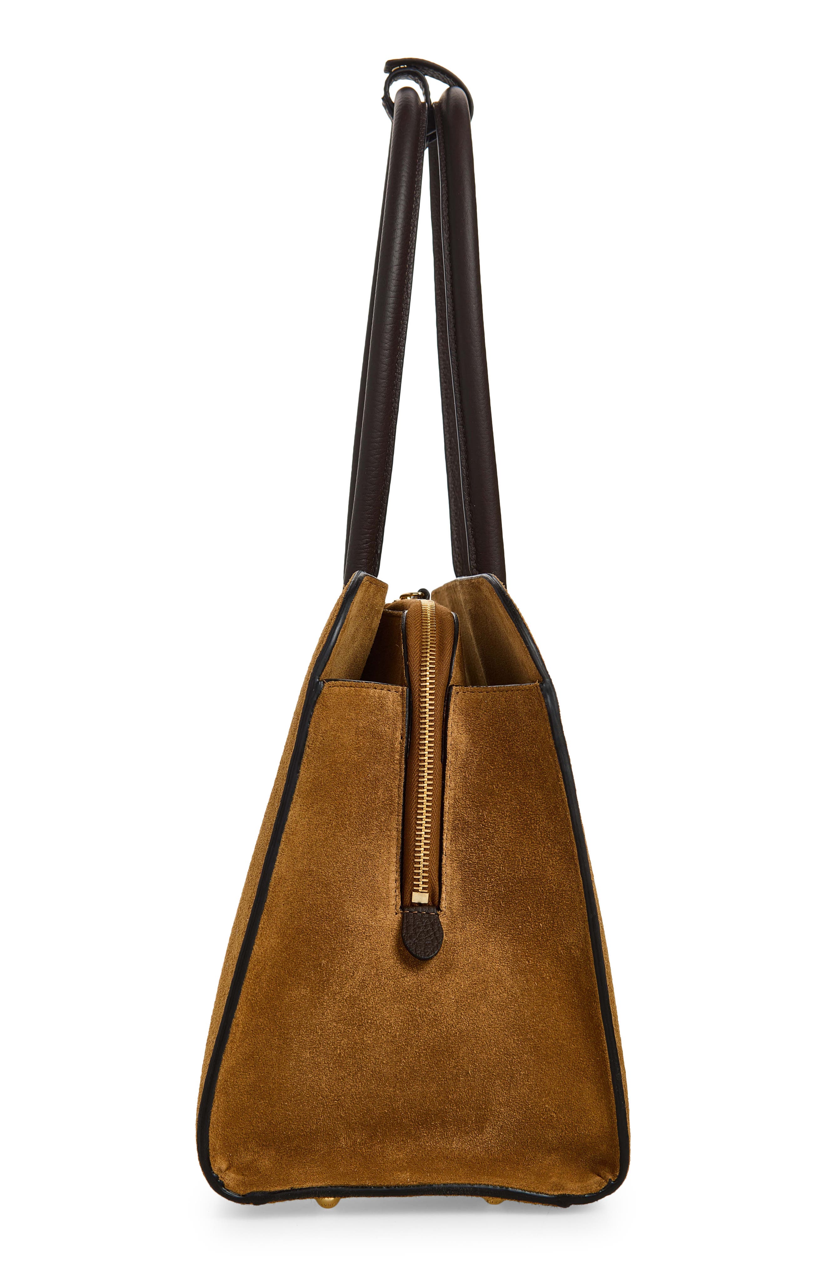 Maxi Georgia Suede Bag, Alternate, color, TOFFEE/ ESPRESSO
