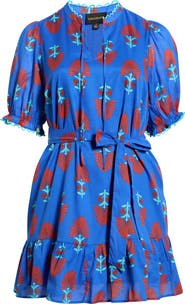 SUGARLIPS Lenira Floral Negin Split Neck Minidress