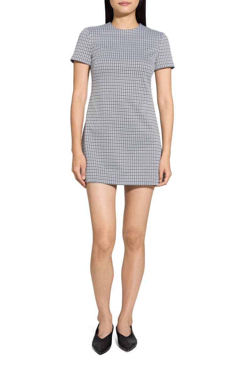Short Sleeve A-Line Mini Dress, Main, color, FOG MULTI