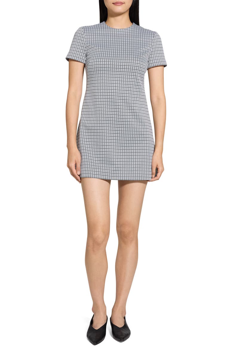 Theory Short Sleeve A-Line Mini Dress, Main, color, Fog Multi
