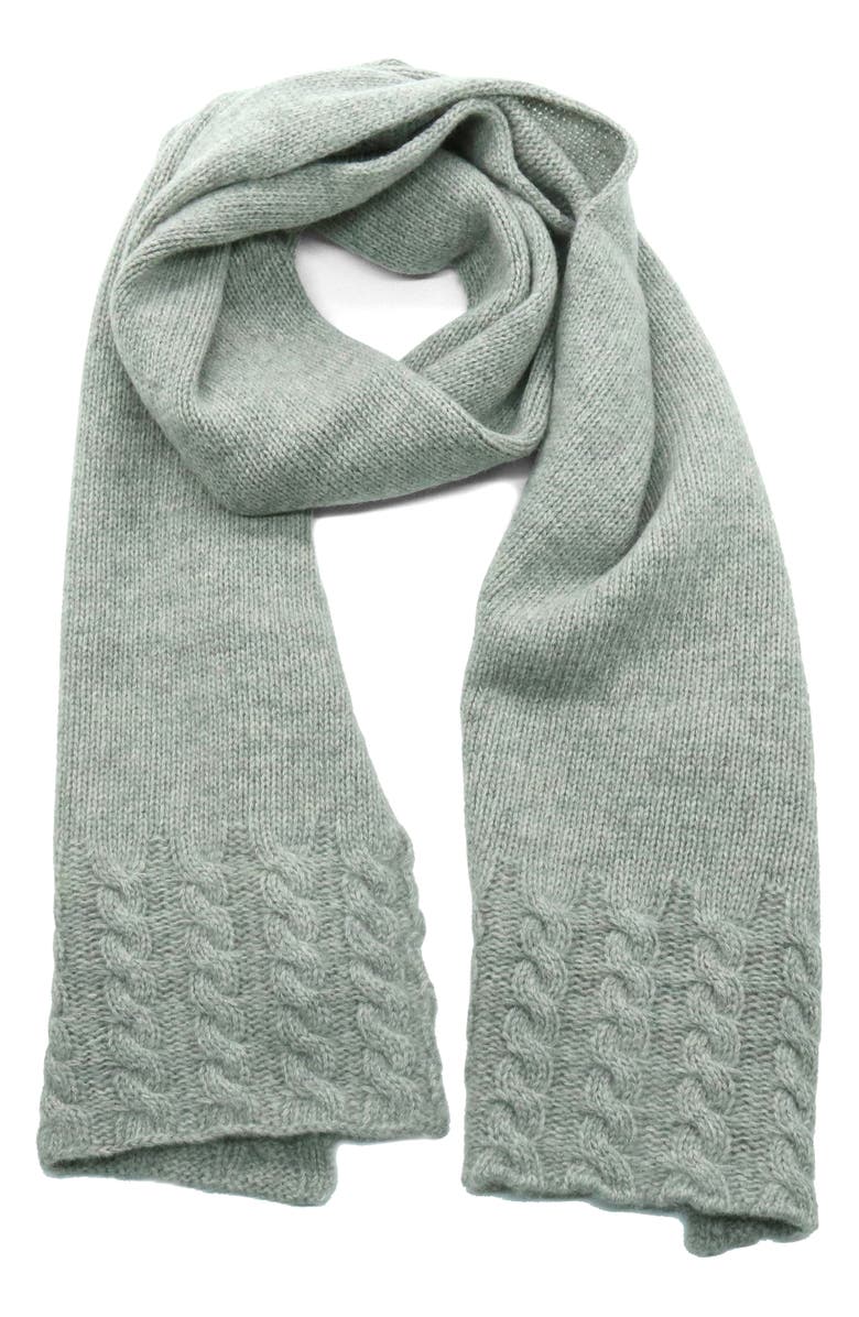 Portolano Dorset Cable Knit Scarf, Main, color, Light Heather Grey