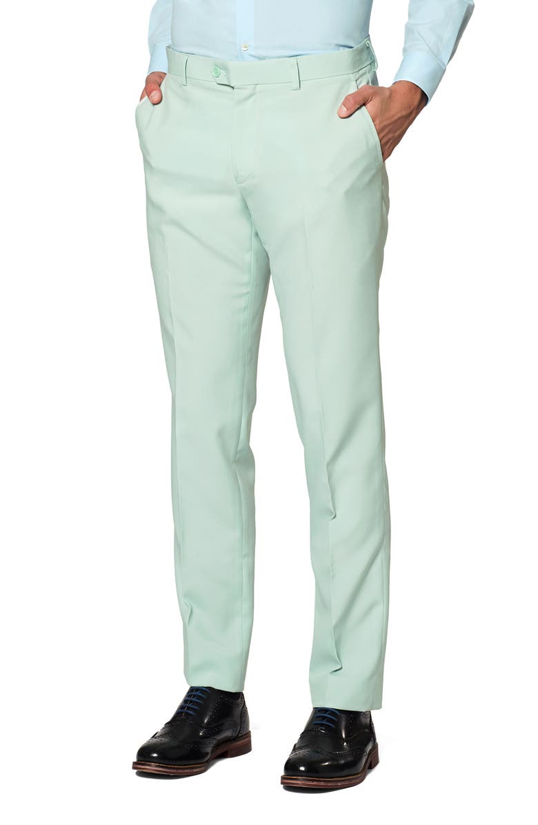 OppoSuits Magic Mint Pastel Trim Fit Suit & Tie, Alternate, color, Teal/ Mint