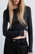 MANGO Contrast Trim Crewneck Sweater