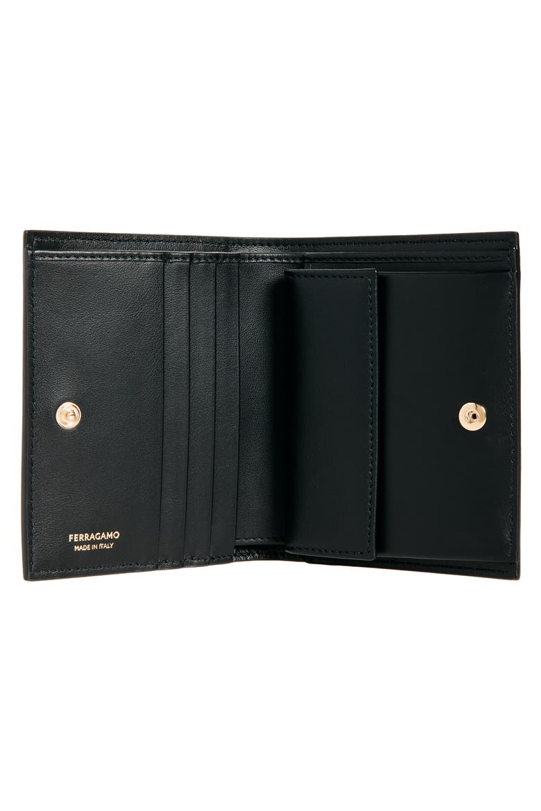 Gancini Leather Compact Wallet, Alternate, color, EDENSHOES PRINT NERO