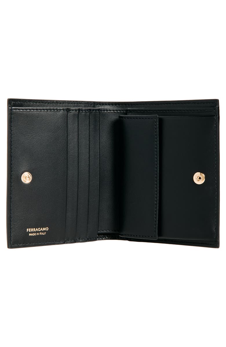 FERRAGAMO Gancini Leather Compact Wallet, Alternate, color, Edenshoes Print Nero