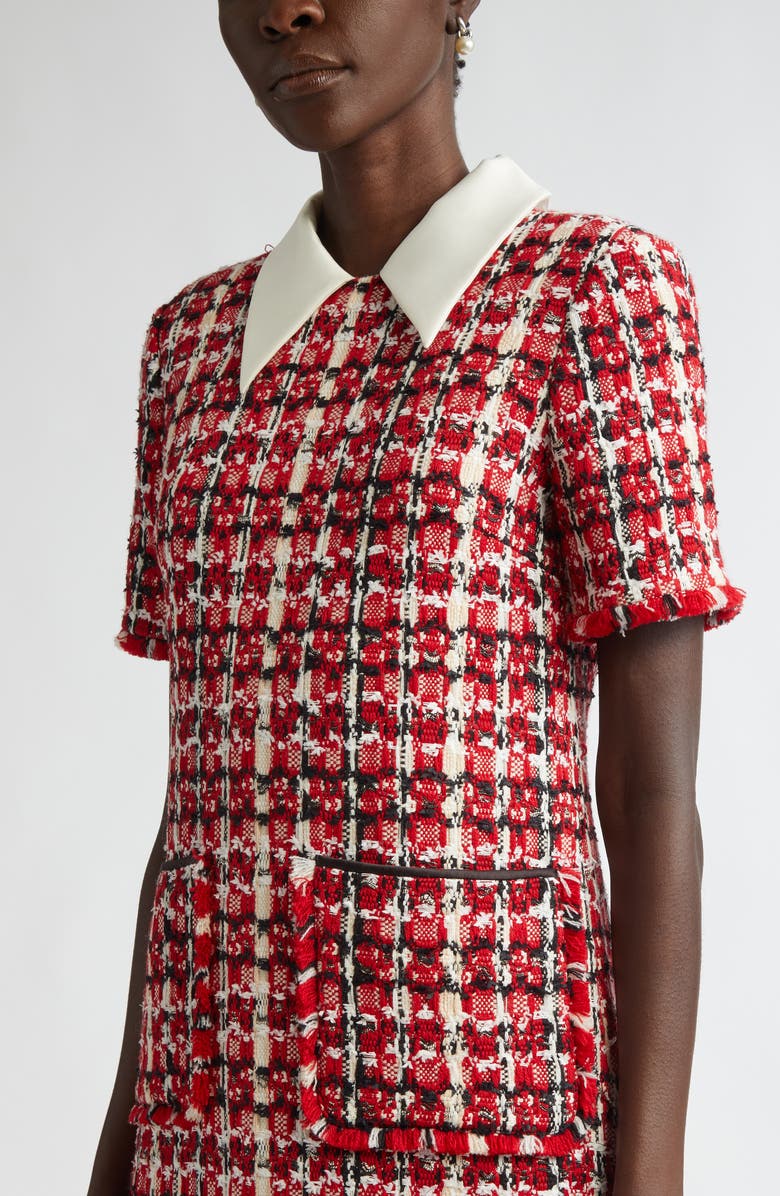 St. John Collection Plaid Eyelash Tweed Gown, Alternate, color, 