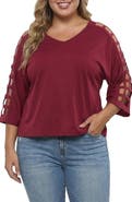 Standards & Practices Cutout Sleeve V-Neck Top
