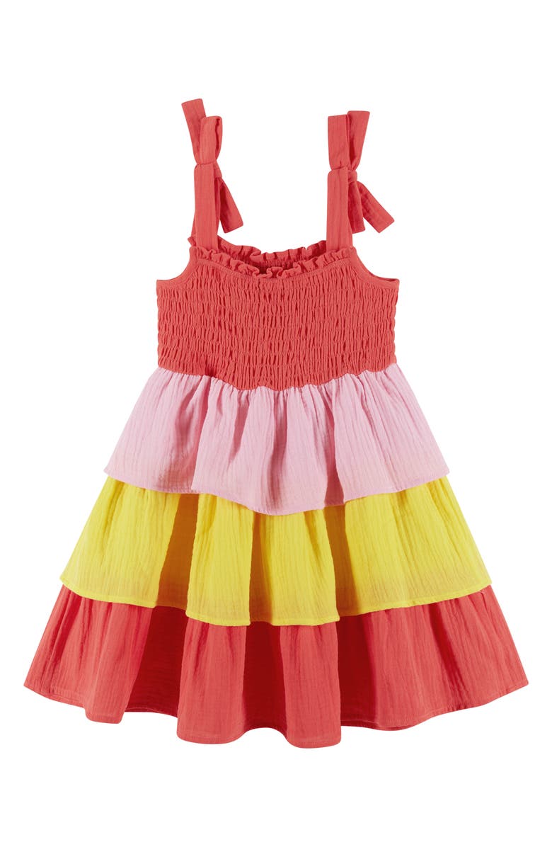 Andy & Evan Kids' Tiered Ruffle Dress, Alternate, color, Red Multi