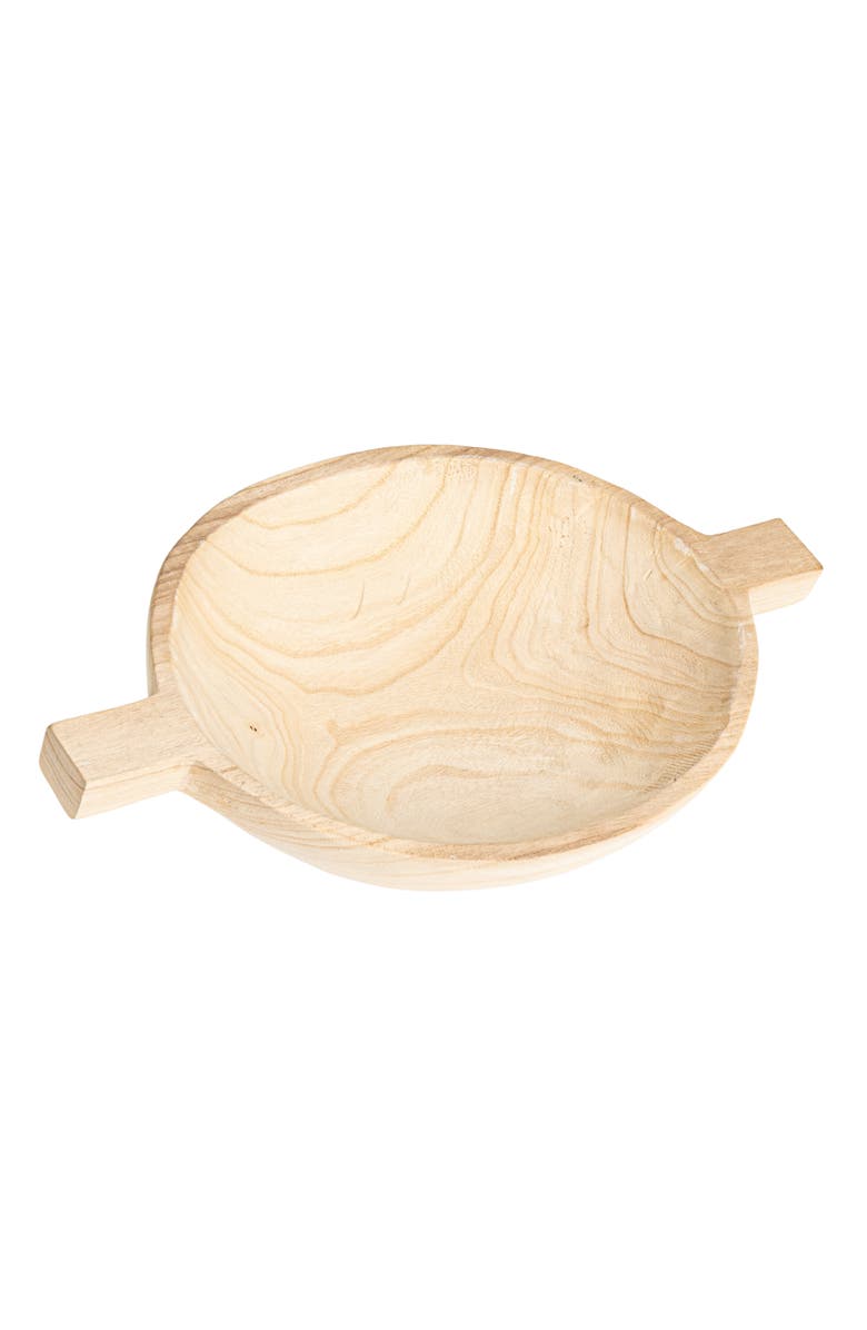 Storied Home Round Paulownia Wood Decorative Tray, Natural, Main, color, Natural
