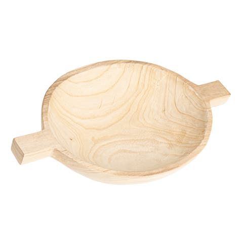 Round Paulownia Wood Decorative Tray, Natural