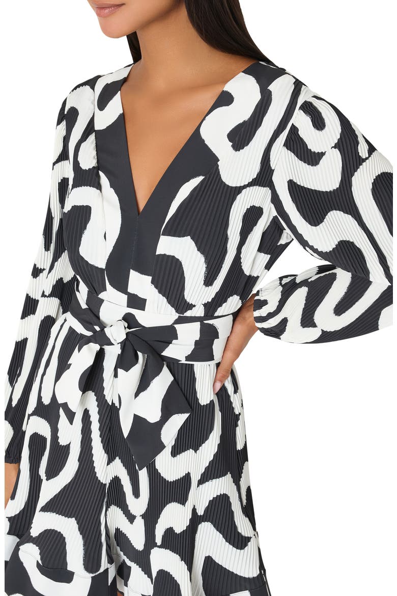 Liv Ink Swirl Print Long Sleeve Minidress, Alternate, color, BLACK/ WHITE