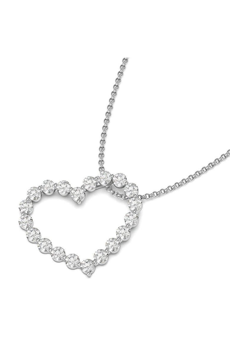 1 Ct Diamond Heart Pendant Necklace in White, Yellow, or Gold Lab Grown, Alternate, color, 14k White Gold