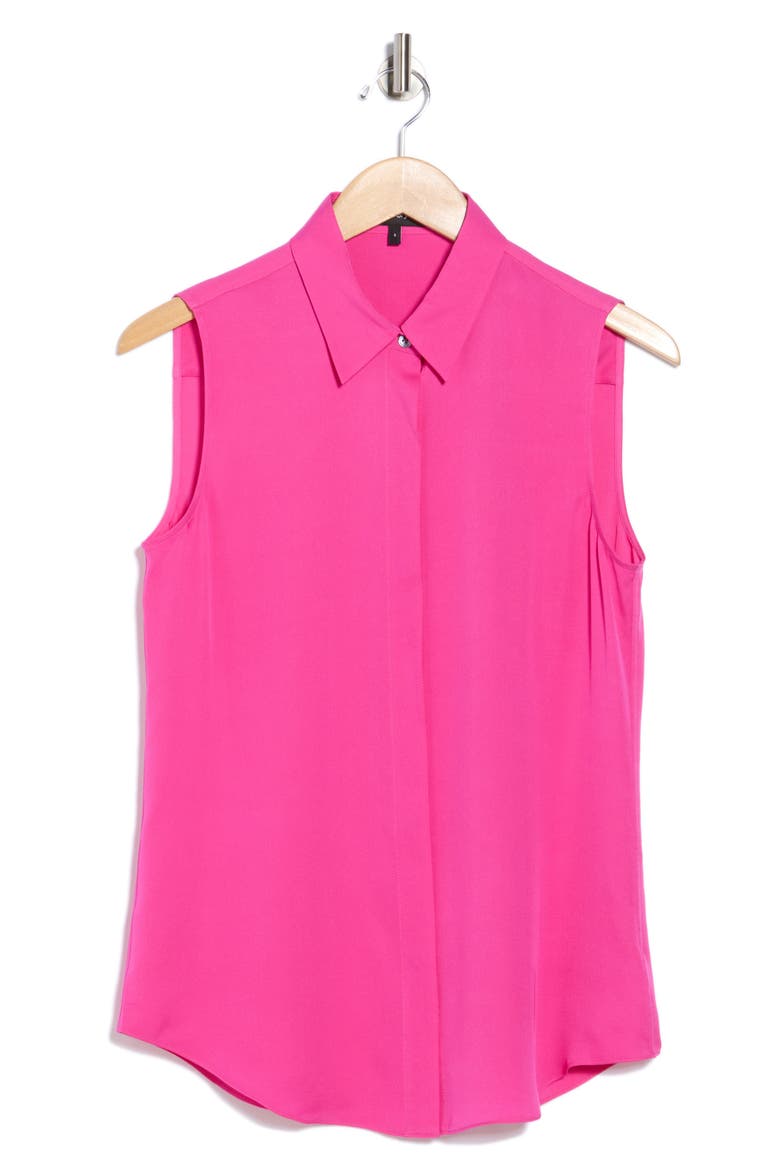 Tanelis Sleeveless Silk Button-Up Shirt, Alternate, color, CARNATION