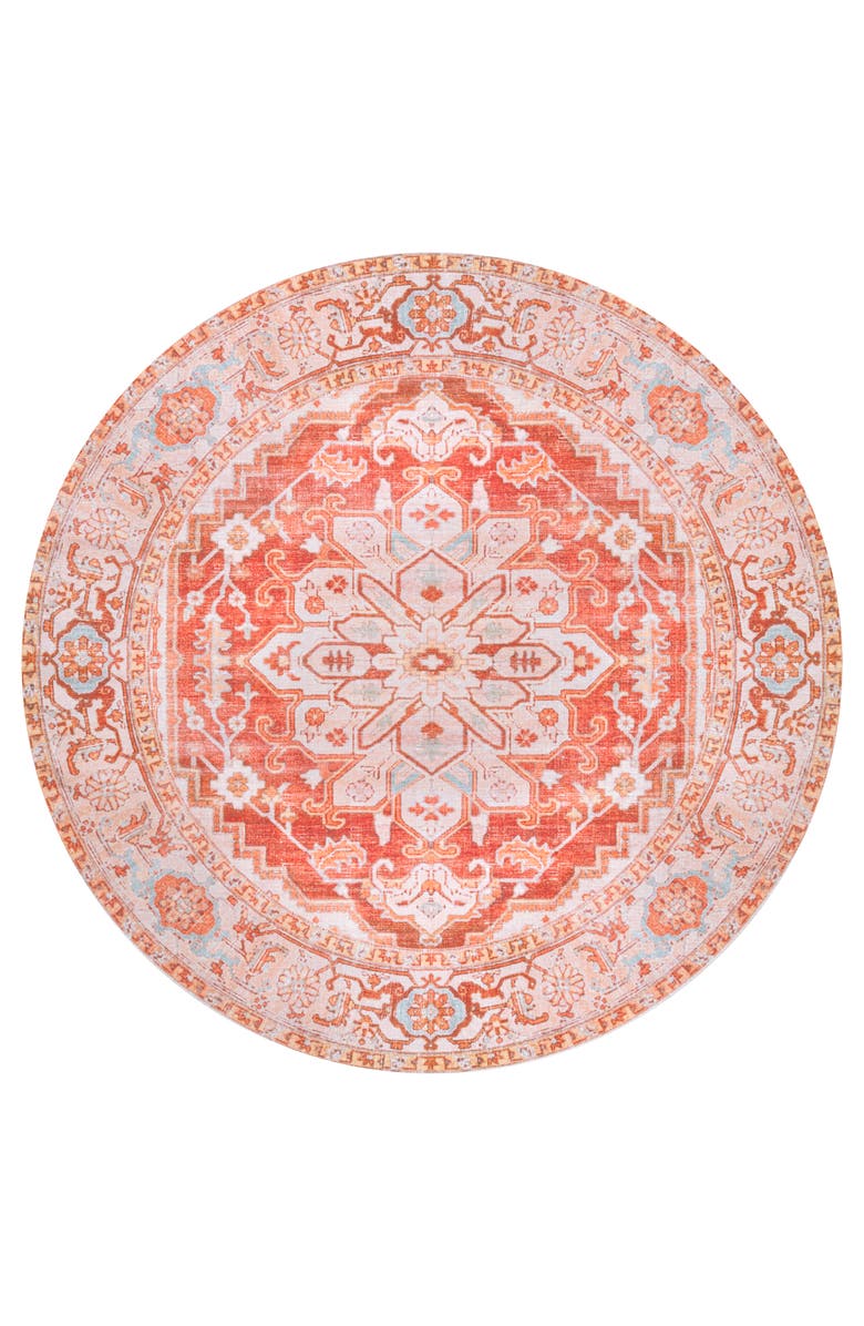 JONATHAN Y Asa Ornate Medallion Machine-Washable Round Area Rug, Alternate, color, Orange/Cream - Round