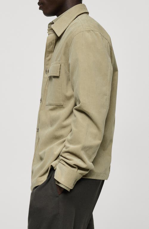 Mango Regular Fit Corduroy Overshirt In Pastel Green