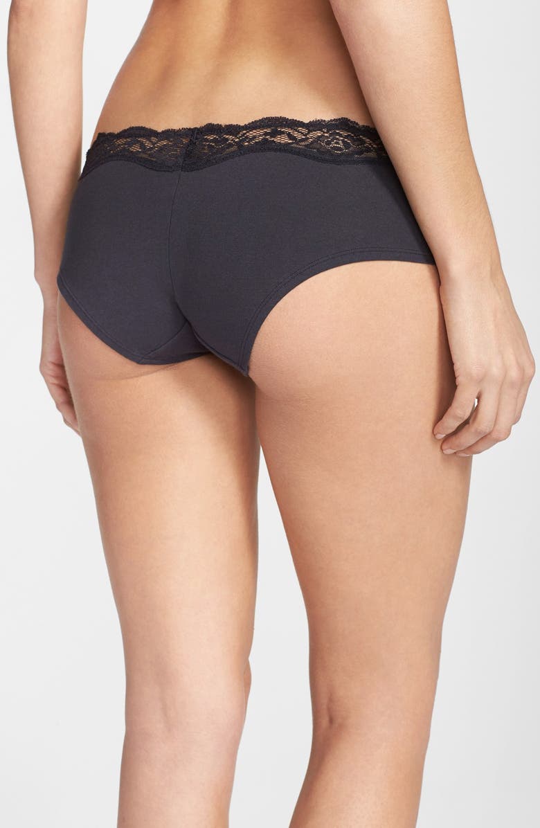 DKNY 'Downtown' Lace Trim Cotton Hipster Briefs, Alternate, color, 