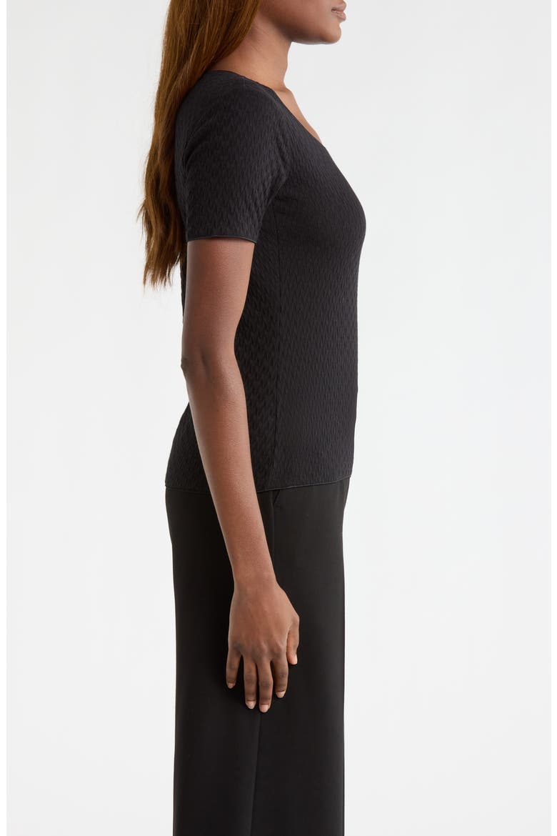 Textured Cotton T-shirt, Alternate, color, SOLID BLACK