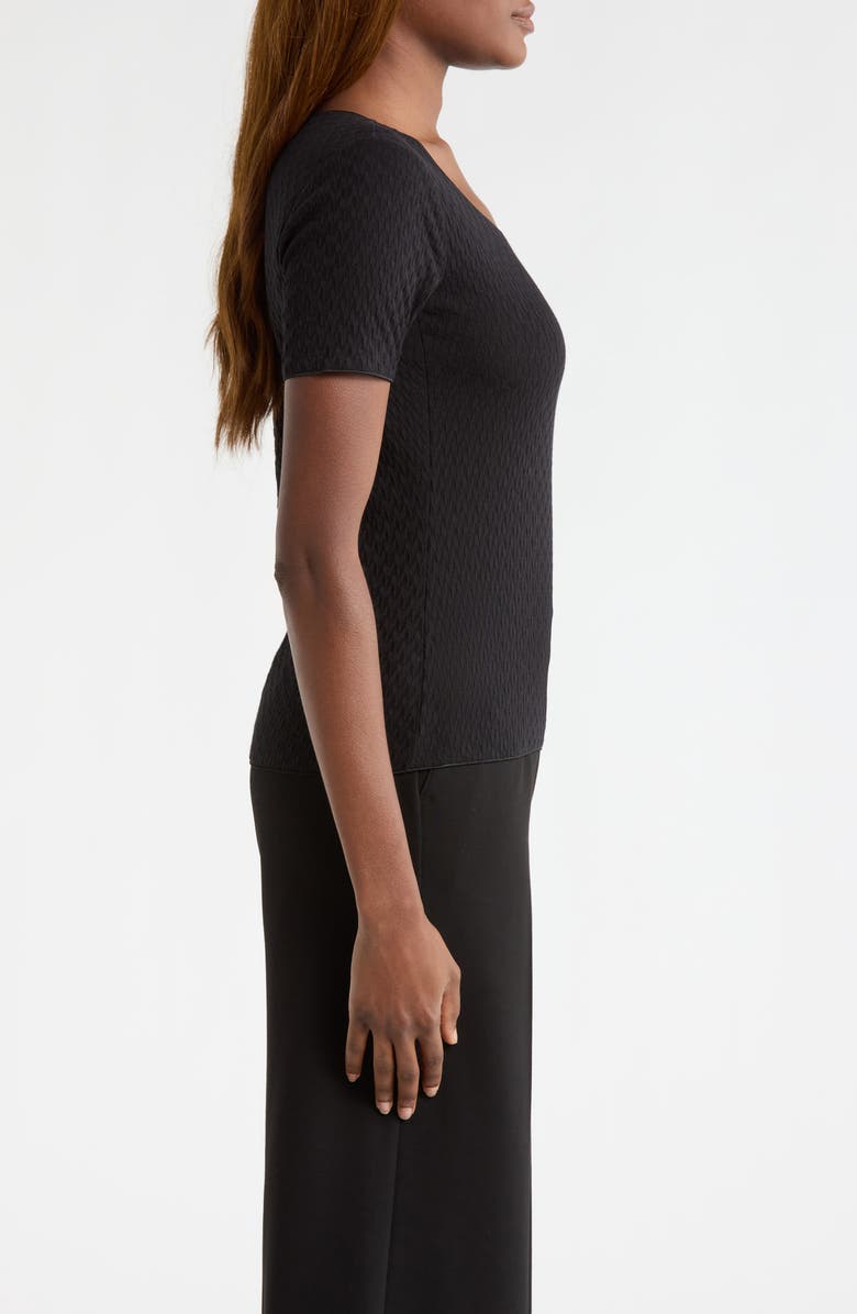 Emporio Armani Textured Cotton T-shirt, Alternate, color, Solid Black