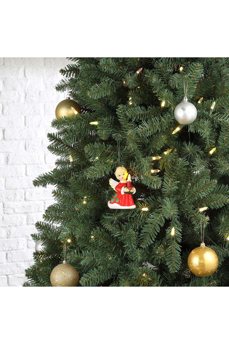 4.5" Nostalgic Ceramic Ornament - Angel with Candle, Alternate, color, Multicolor