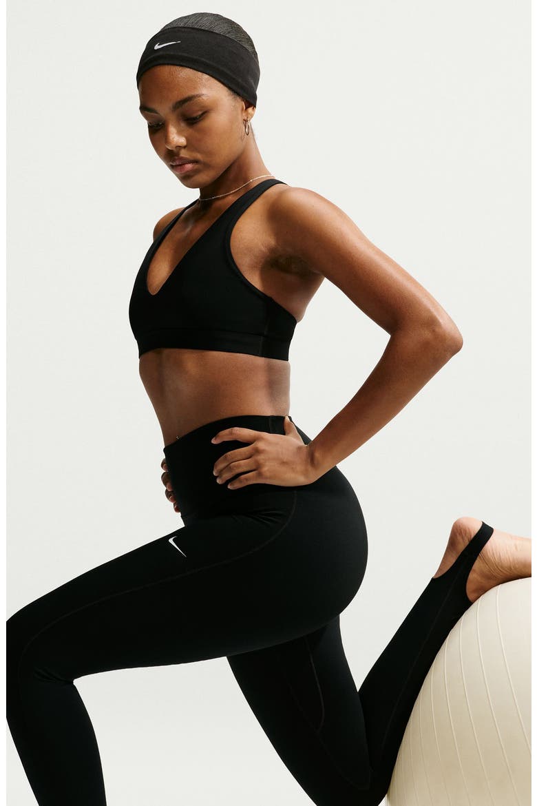 One Dri-FIT High Waist Stirrup Leggings, Alternate, color, BLACK/ WHITE