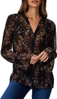 PAIGE Tuscany Floral Print Silk Georgette Button-Up Shirt