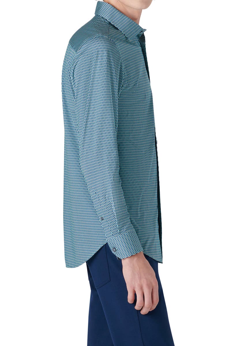 Bugatchi OoohCotton<sup>®</sup> Print Stretch Short Sleeve Button-Up Shirt, Alternate, color, 