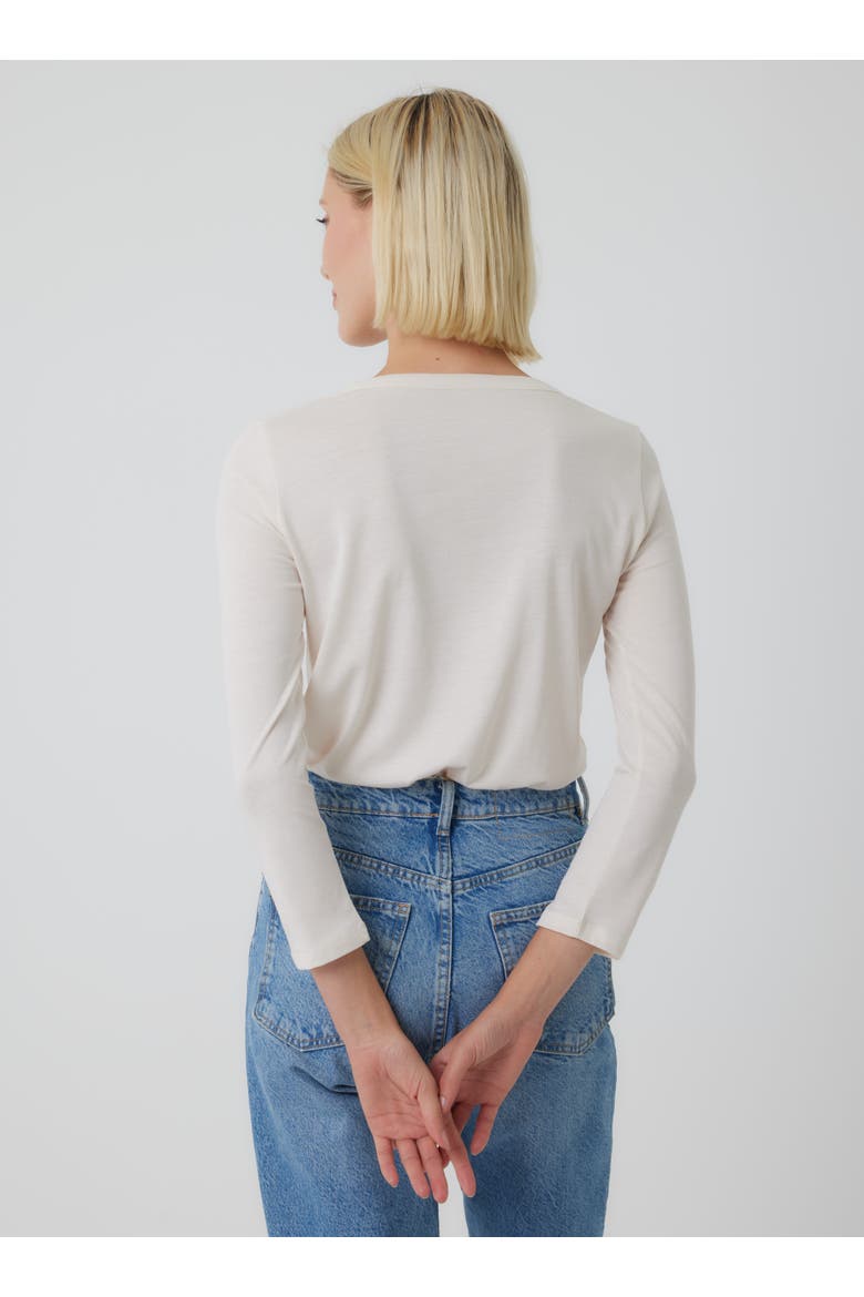 Lyocell Cotton Three Quarter Sleeve Henley, Alternate, color, CREAM