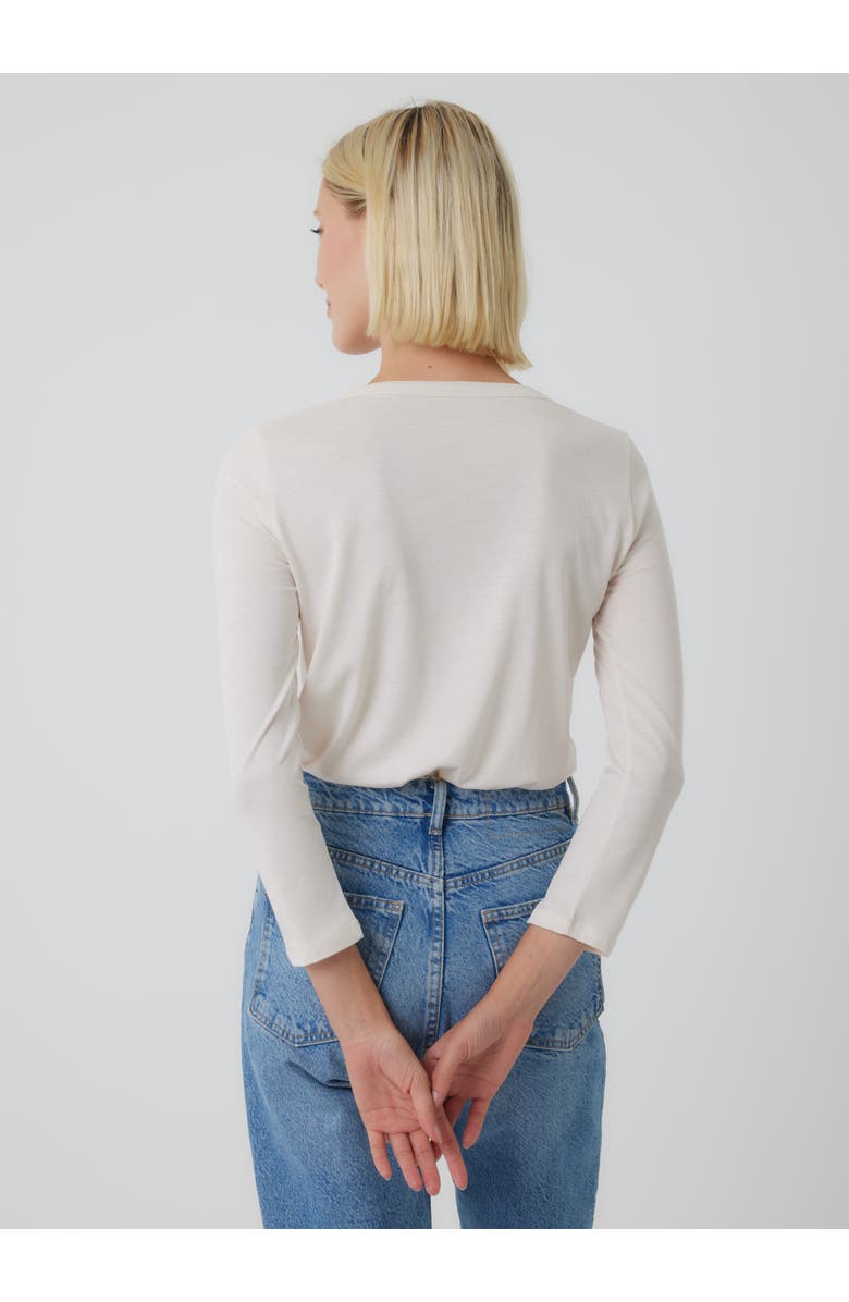 Majestic Filatures Lyocell Cotton Three Quarter Sleeve Henley, Alternate, color, Cream