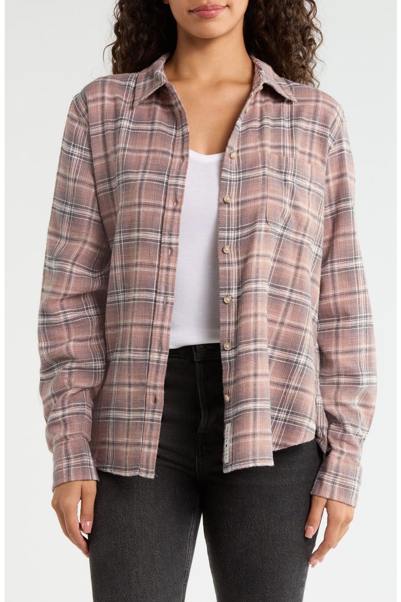 Plaid Button-Up Shirt, Alternate, color, MAUVE PLAID