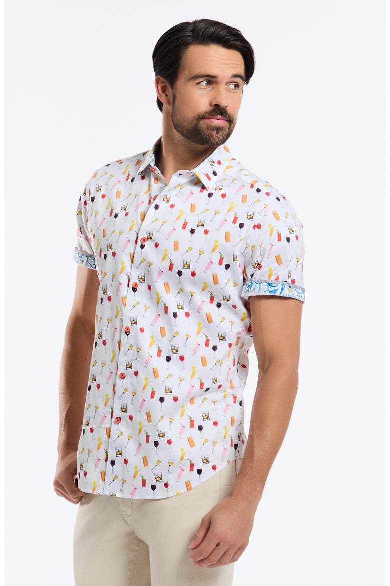 Short Sleeve Cotton Button-Up Shirt, Alternate, color, WHITE