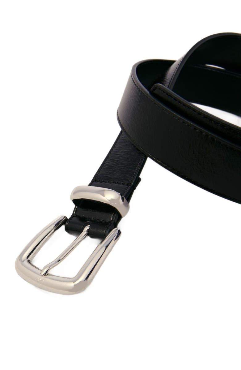 maje Leather belt with square buckle, Alternate, color, Black