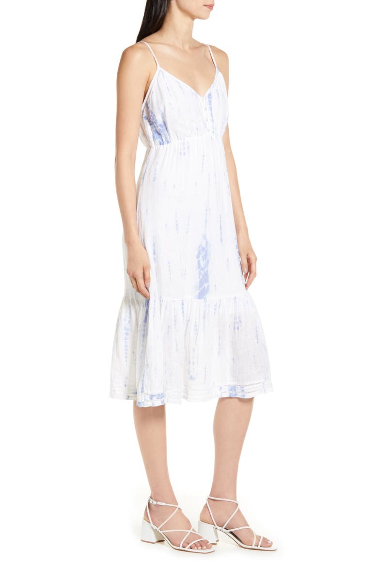 Delilah Openwork Linen Blend Midi Dress, Alternate, color, CLOUD TIE DYE
