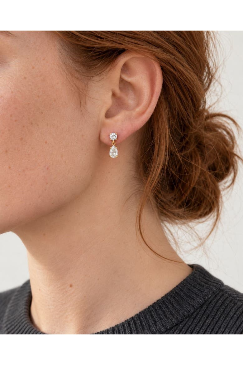 1 1/6 CT Lab-Grown Diamond Two-Stone Earrings in 14K Gold, Alternate, color, Gold