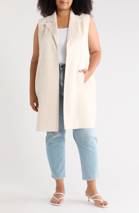 Faux Suede Notch Lapel Vest