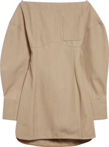 Jacquemus La Robe Chemise Casaco Lantern Sleeve Wool Blend