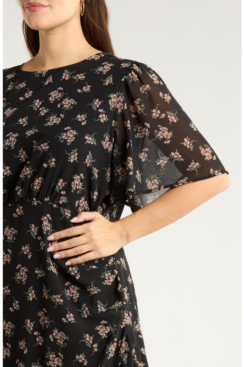 Kim Balboa Floral Asymmetric Hem Dress, Alternate, color, BLACK-MULTI