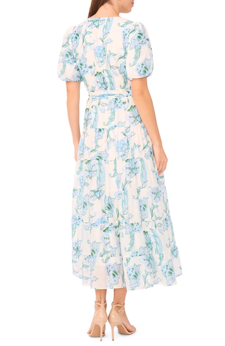 Halogen<sup>®</sup> Floral Puff Sleeve Tiered Maxi Dress, Alternate, color, Blue Multi