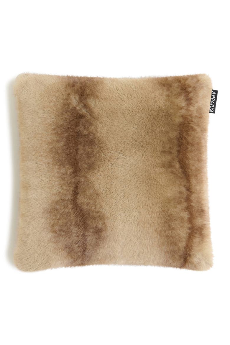 Brenn Pluche™ Faux Mink Accent Pillow, Main, color, BLONDE MINK