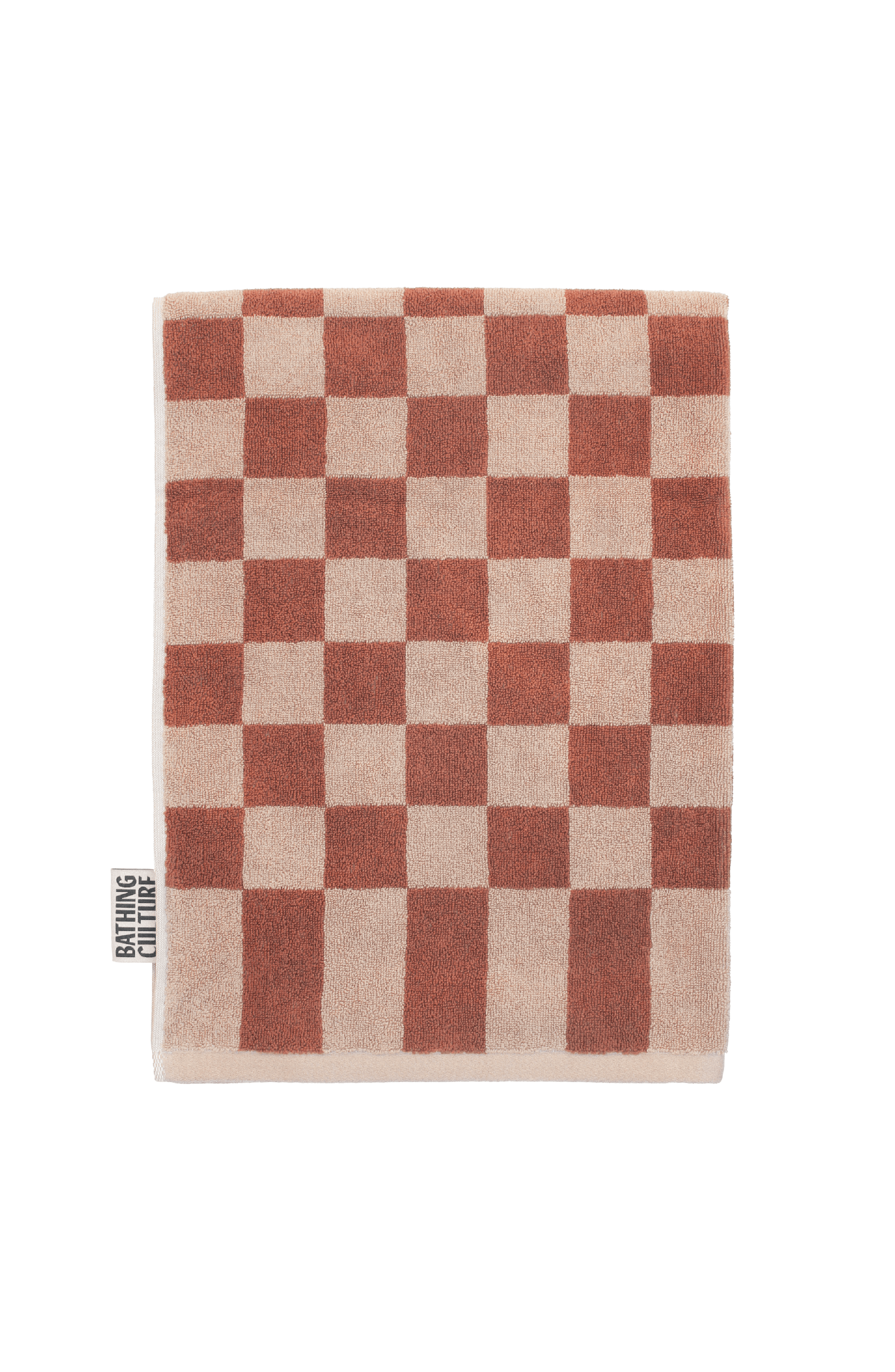 Bathing Culture Bathhouse Check Organic Towel in Clay 