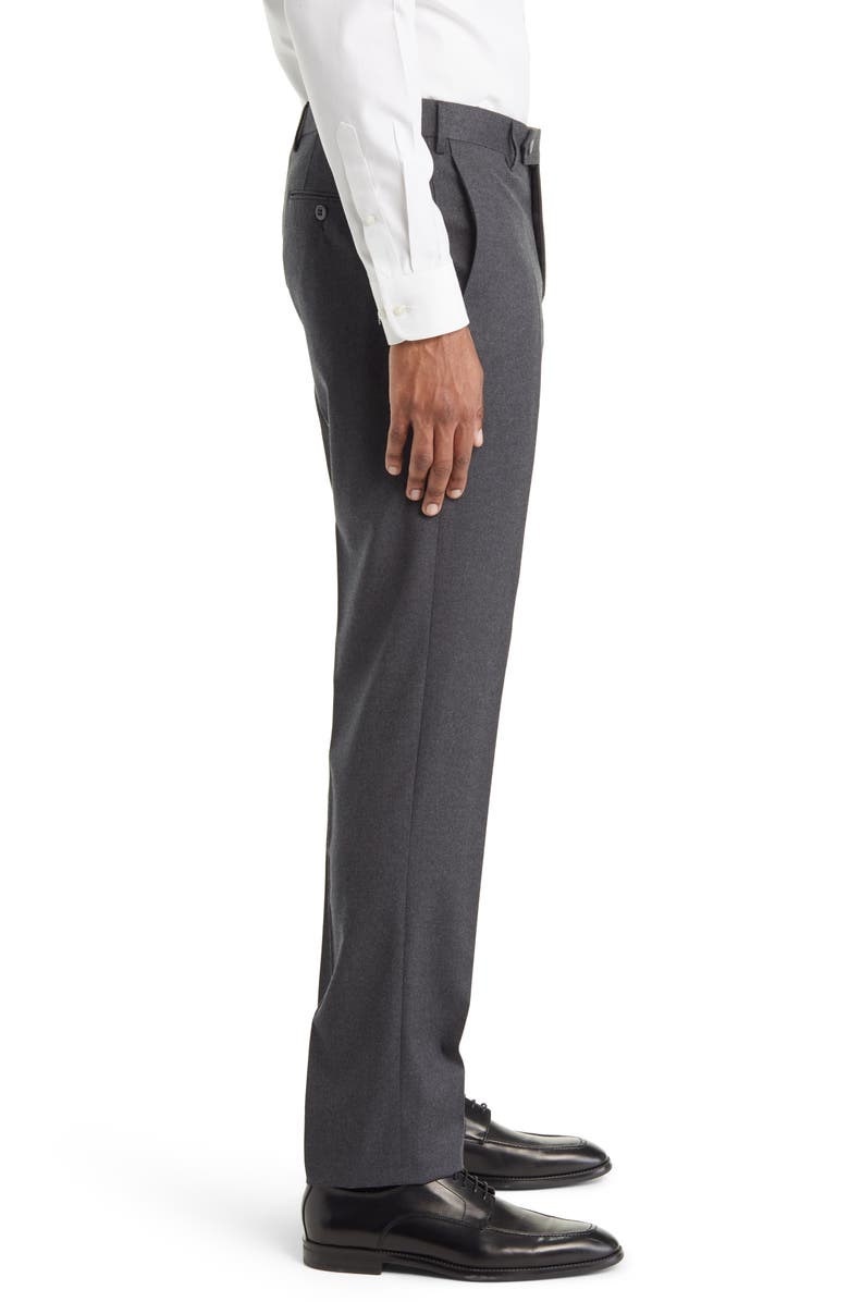 Zanella Parker Flat Front Stretch Wool Flannel Trousers, Alternate, color, Dark Grey