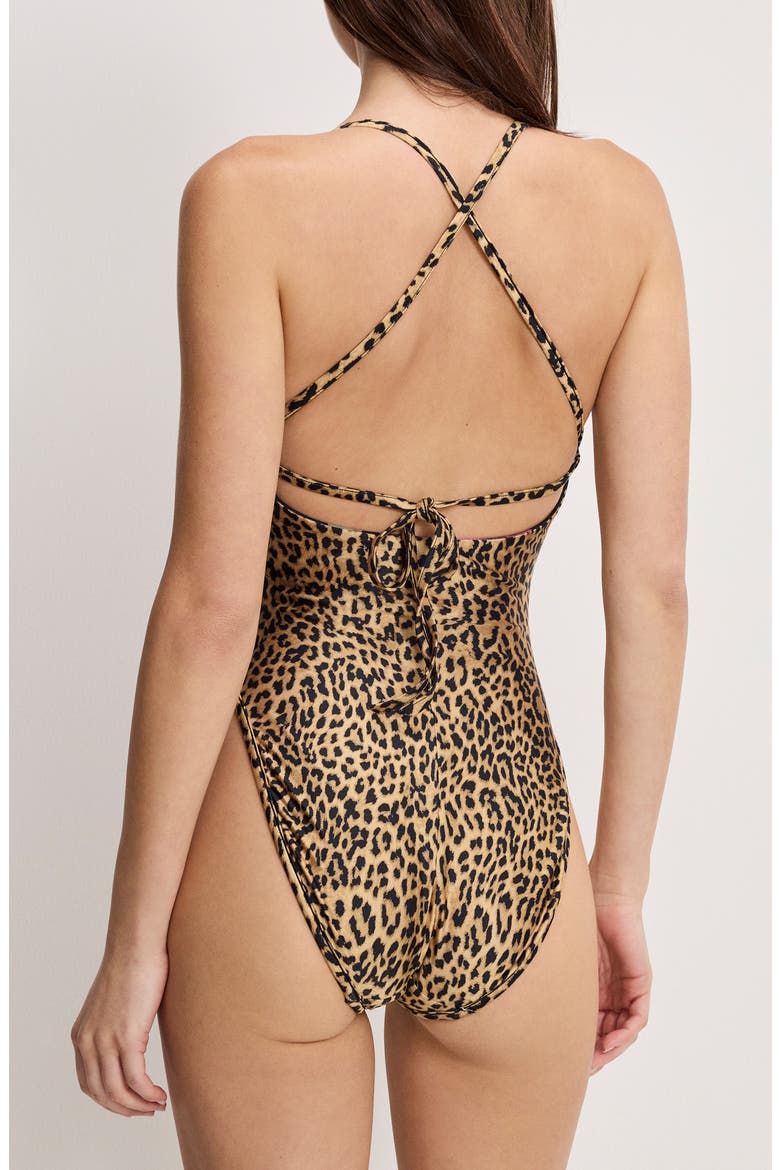 Reversible Lace-Up One-Piece Swimsuit, Alternate, color, LUCKY ROSES