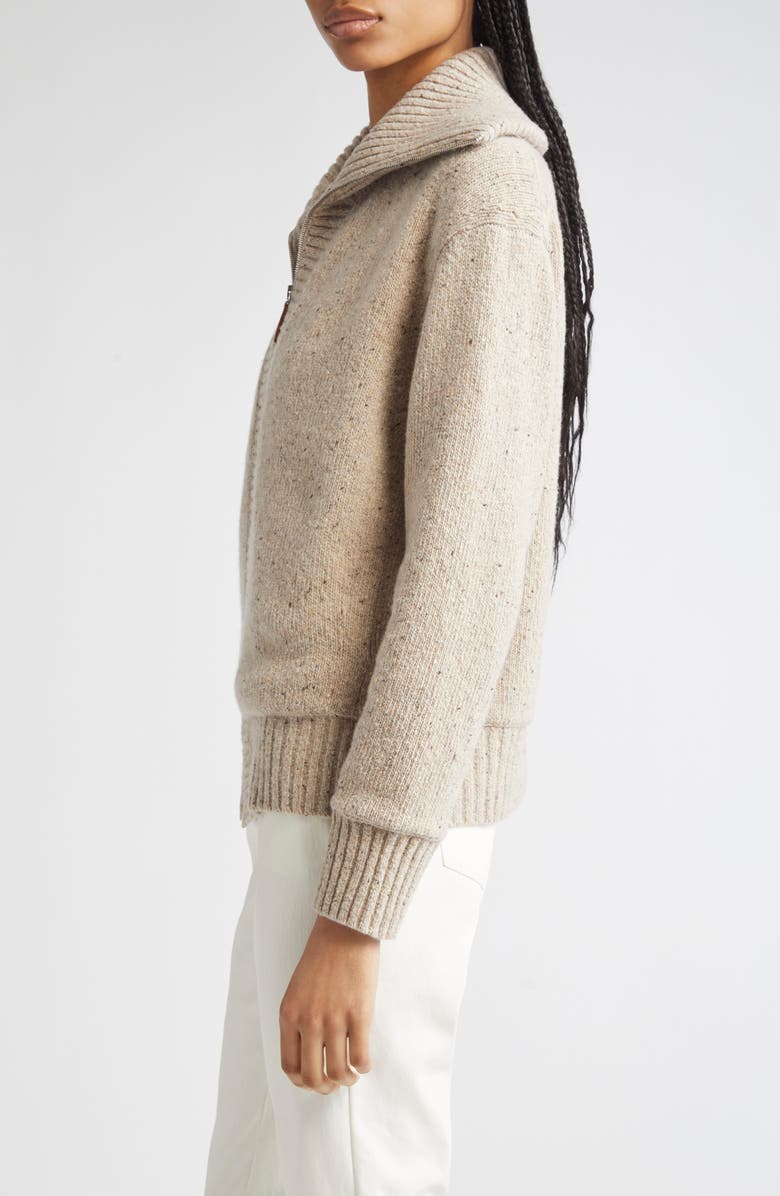 Lafayette 148 New York Rib Split Collar Zip Front Cardigan, Alternate, color, 