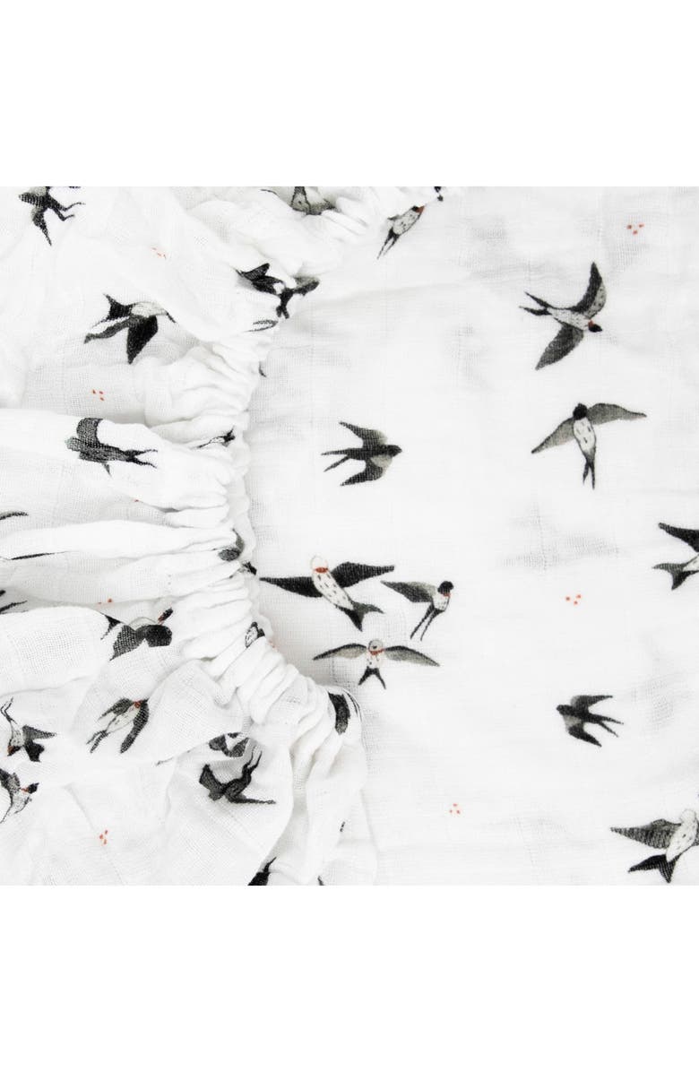 little unicorn Organic Cotton Muslin Crib Sheet, Alternate, color, Swallows