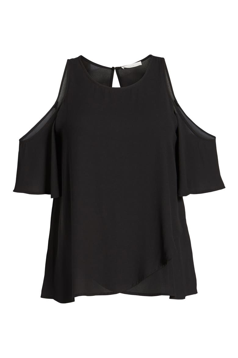 Cold Shoulder Top, Alternate, color, BLACK