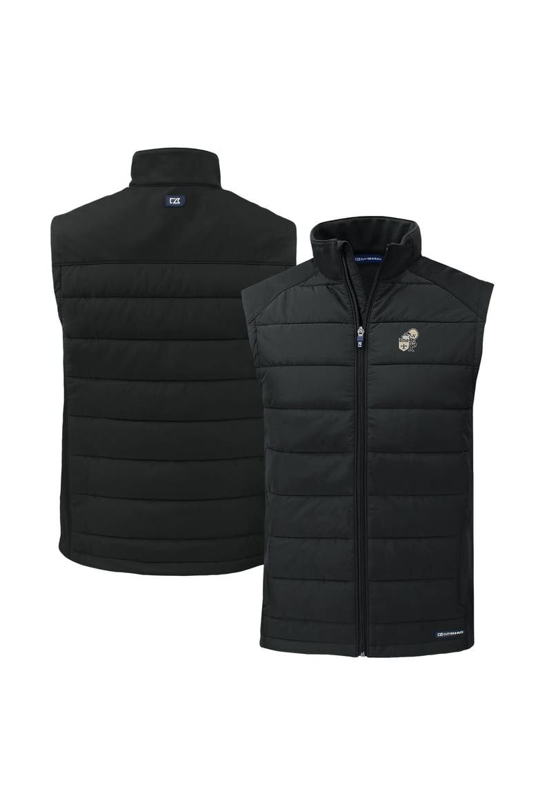 Men's Cutter & Buck Black New Orleans Saints Throwback Evoke Hybrid Eco Softshell Recycled Full-Zip Vest, Main, color, Black