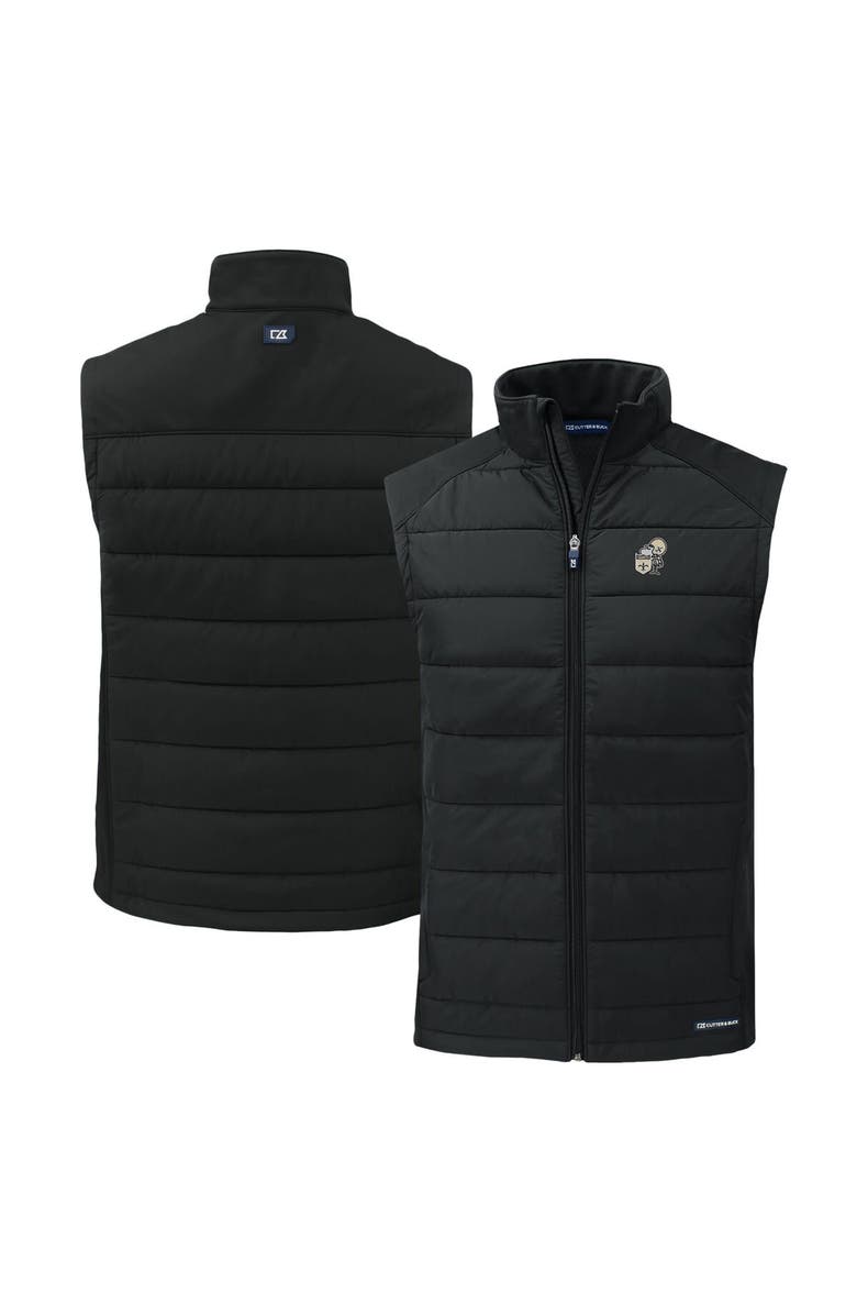 Cutter & Buck Men's Cutter & Buck Black New Orleans Saints Throwback Evoke Hybrid Eco Softshell Recycled Full-Zip Vest, Main, color, Black