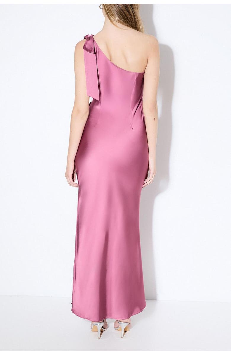 MissPap Asymmetric Shoulder Bridesmaid Dress, Alternate, color, Berry